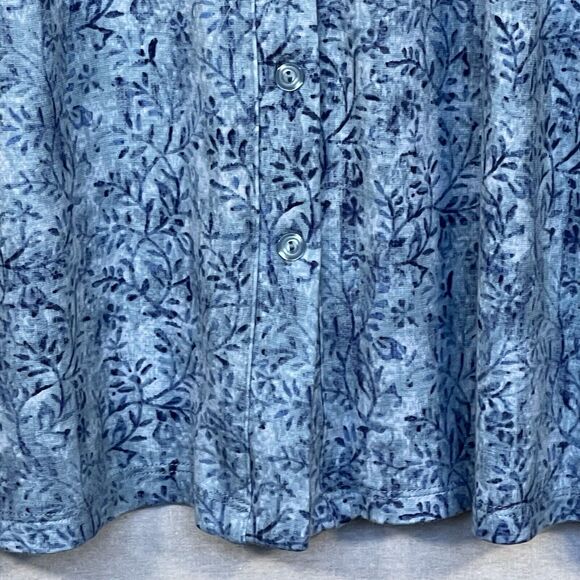 Isaac Mizrahi Live! Allover Floral Print Button Front Top Women PL Blue aA06 - Picture 6 of 15